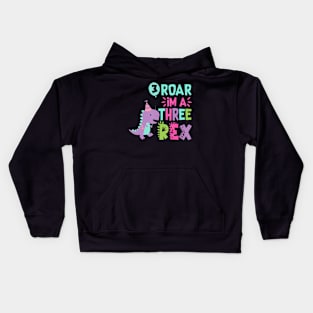 3rd Birthday Dinosaur GirlRex Matching Family Party Three Kids Hoodie